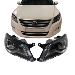 Μπροστινά Φανάρια Set Για Vw Tiguan mk1 07-11 DRL Μαύρα H7/H7 Με Μοτέρ  Carner