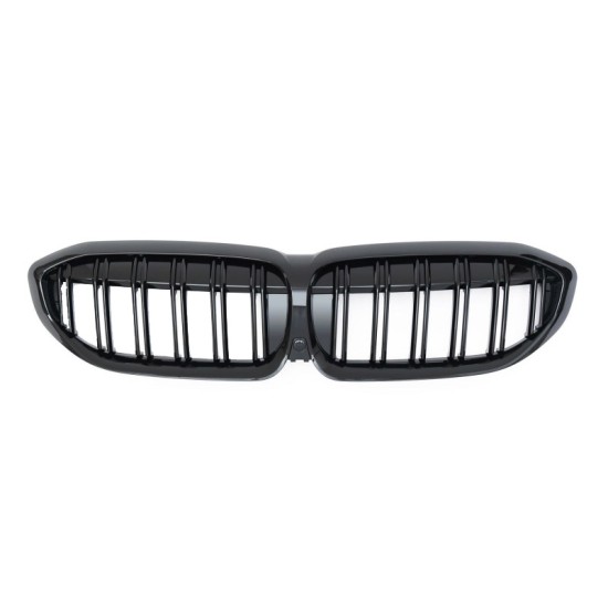 Καρδιές Μάσκας Για Bmw 3 G20 / G21 19+ M4 Look Με Διπλή Γρίλια Μαύρο Γυαλιστερό Με 1 Τεμάχιο