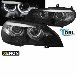 Μπροστινά Φανάρια Set Για Bmw X5 E70 07-10 3D LED Angel Eyes Μαύρα Xenon D1S Με Μοτέρ Sonar Μπροστινά Φανάρια Set Για Bmw X5 E70 07-10 3D LED Angel Eyes Μαύρα Xenon D1S Με Μοτέρ Sonar