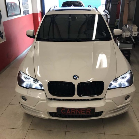 Μπροστινά Φανάρια Set Για Bmw X5 E70 07-10 3D LED Angel Eyes Μαύρα Xenon D1S Με Μοτέρ Sonar