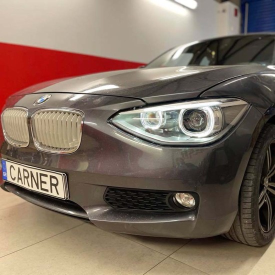 Μπροστινά Φανάρια Set Για Bmw 1 F20 / F21 11-14 LED Angel Eyes Μαύρα H7 Με Μοτέρ Depo