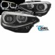 Μπροστινά Φανάρια Set Για Bmw 1 F20 / F21 11-14 LED Angel Eyes Μαύρα H7 Με Μοτέρ Depo