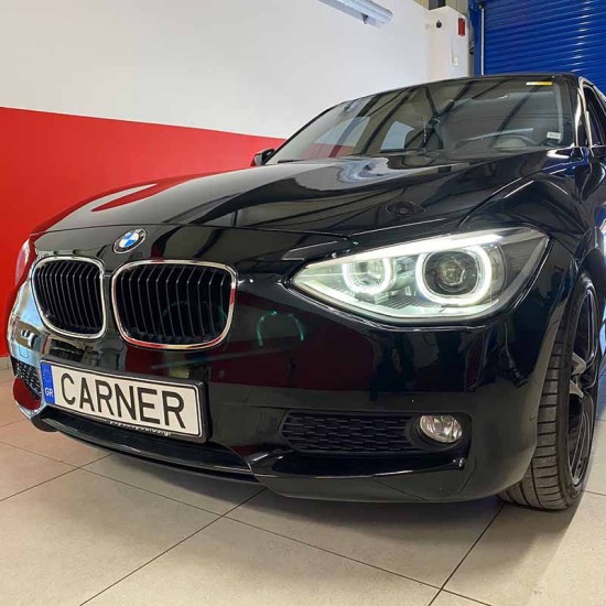 Μπροστινά Φανάρια Set Για Bmw 1 F20 / F21 11-14 LED Angel Eyes Μαύρα H7 Με Μοτέρ Depo