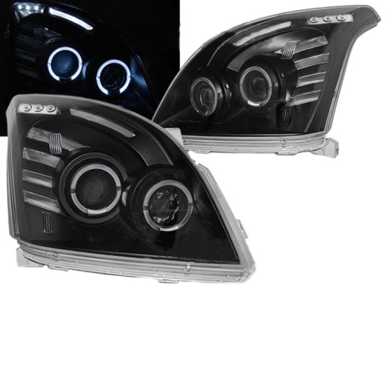 Μπροστινά Φανάρια Set Για Toyota Land Cruiser 120 03-09 Angel Eyes Μαύρα H7/H3 Sonar