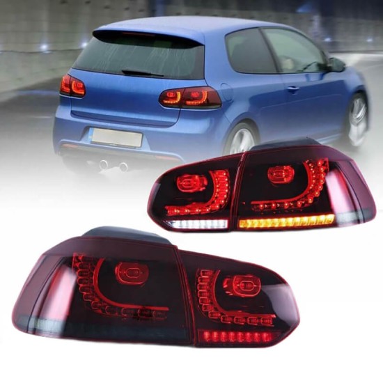 Πισινά Φανάρια Set Για Vw Golf VI (6) 08-12 Full Led Dynamic GTI R20 Look Σκούρο Κόκκινο/Λευκό VLand