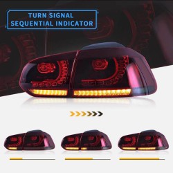 Πισινά Φανάρια Set Για Vw Golf VI (6) 08-12 Full Led Dynamic GTI R20 Look Σκούρο Κόκκινο/Λευκό VLand