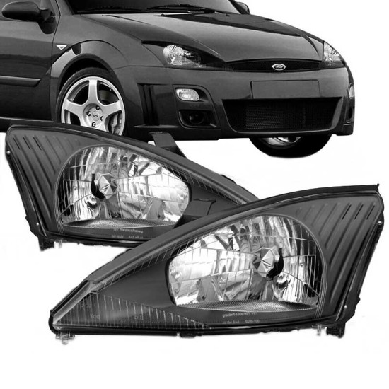 Μπροστινά Φανάρια Set Για Ford Focus 98-02 Μαύρα H4 Depo