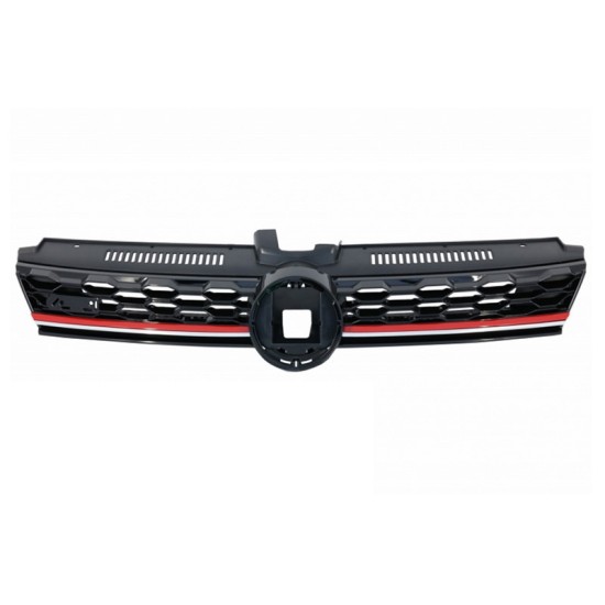 Μάσκα Για Vw Golf VII (7.5) 16-19 GTI Look Κυψελωτή Με Κόκκινο Σιρίτι Και Βάση Αισθητήρα 1 Τεμάχιο