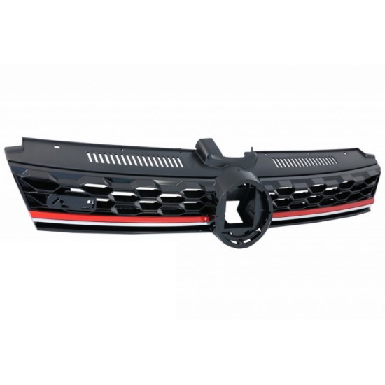 Μάσκα Για Vw Golf VII (7.5) 16-19 GTI Look Κυψελωτή Με Κόκκινο Σιρίτι Και Βάση Αισθητήρα 1 Τεμάχιο