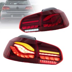 Πισινά Φανάρια Set Για Vw Golf VI (6) 08-12 Full Led Dynamic OLED Κόκκινο/Crystal VLand