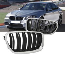 Καρδιές Μάσκας Για Bmw 5 F10 / F11 10-16 M4 Look Χρωμίου Με Διπλή Γρίλια Μαύρο Γυαλιστερό 2 Τεμάχια Καρδιές Μάσκας Για Bmw 5 F10 / F11 10-16 M4 Look Χρωμίου Με Διπλή Γρίλια Μαύρο Γυαλιστερό 2 Τεμάχια
