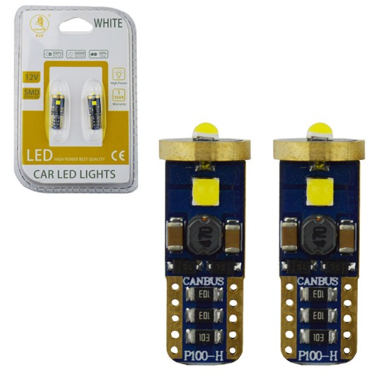 Λάμπες Led Τ10 12volt 3 Led Canbus Auto GS 600567 2 Τεμάχια