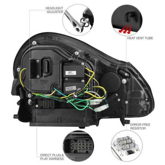 Μπροστινά Φανάρια Set Για Porche Cayenne 02-06 D1S / H7/H1 Xenon Μαύρα Sonar