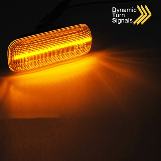 Πλαϊνά Φλας Φτερού Για Mercedes-Benz ML W163 98-02 Led Dynamic Άσπρα 2 Τεμάχια
