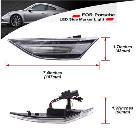 Πλαϊνά Φλας Φτερού Για Porsche  911 Carrera 991 11-16 / Boxster 718 16+ / Cayman 981 12-16 / Cayman 718 16+ Led Dynamic Άσπρα 2 Τεμάχια
