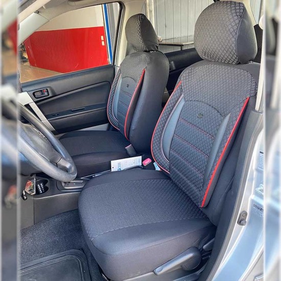 Καλύμματα Αυτοκινήτου Otom Sport Plus Design Universal Βαμβακερό Ύφασμα / Rachel / Δερματίνη Σετ Εμπρός / Πίσω 11 Τεμαχίων Μαύρο Με Κόκκινο Κέντημα SPTPLS-102