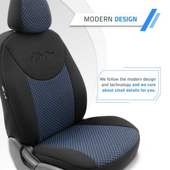 Καλύμματα Αυτοκινήτου Otom Attraction Design Universal Βαμβακερό Ύφασμα / Rachel Σετ Εμπρός / Πίσω 11 Τεμαχίων Μαύρο - Μπλε ATR-1303