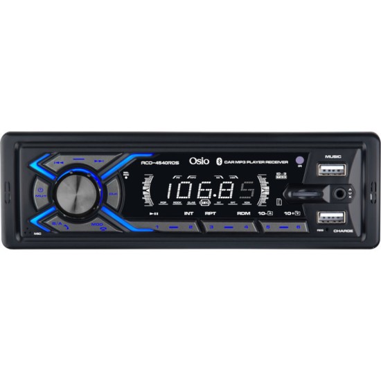 Radio USB x2 / FM / SD / RDS / Bluetooth Universal 1DIN Με Μπλε Φωτισμό Osio ACO-4540RDS