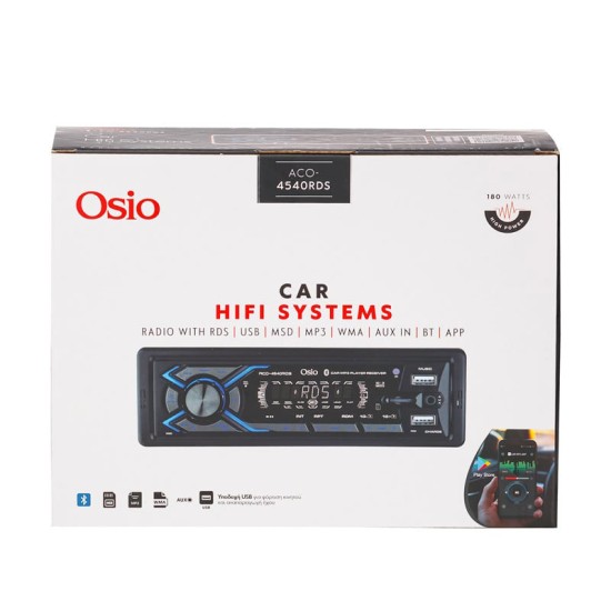 Radio USB x2 / FM / SD / RDS / Bluetooth Universal 1DIN Με Μπλε Φωτισμό Osio ACO-4540RDS