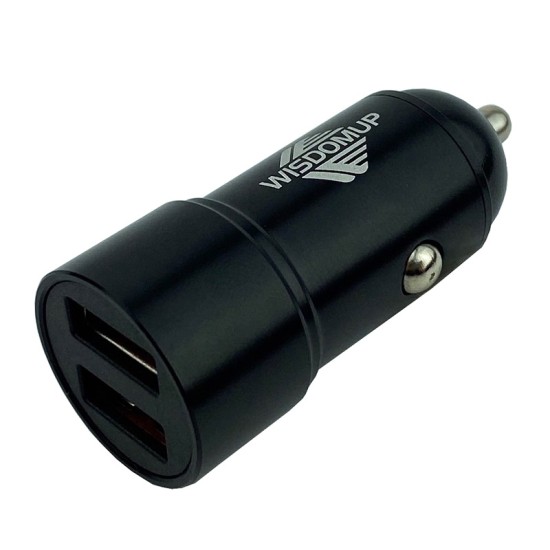 Φορτιστής Αναπτήρα Αυτοκινήτου Με 2 Θύρες Usb 2.4A 12-24V Wisdomup CC-02  Μαύρο 1 Τεμάχιο