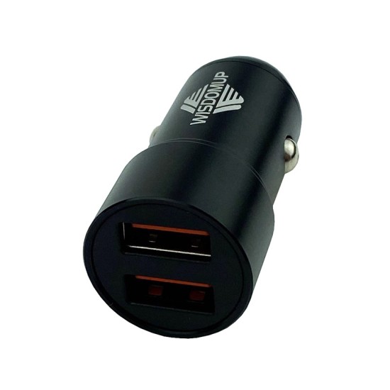 Φορτιστής Αναπτήρα Αυτοκινήτου Με 2 Θύρες Usb 2.4A 12-24V Wisdomup CC-02  Μαύρο 1 Τεμάχιο