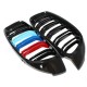Καρδιές Μάσκας Για Bmw 4 F32 / F33 / F36 13-20 M4 Look Με Διπλή Γρίλια Tri-Color Μαύρο Γυαλιστερό 2 Τεμάχια