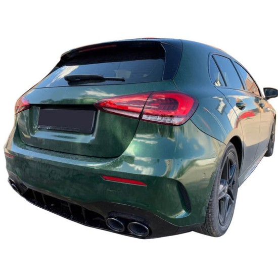 Diffuser Πίσω Προφυλακτήρα Για Mercedes-Benz A-Class W177 19+ Hatchback Amg Look Με Μαύρες Μπούκες