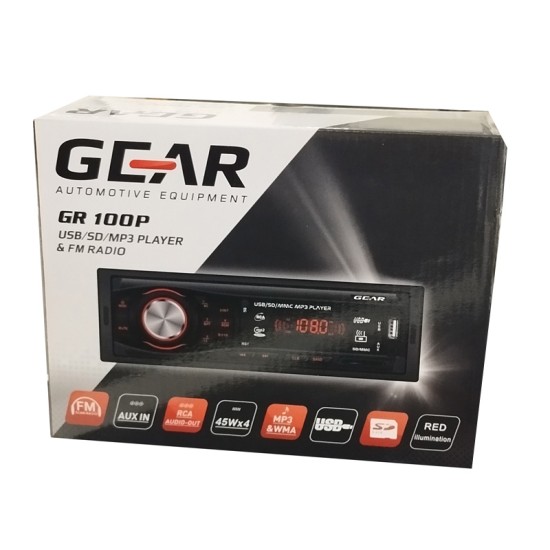 Radio Usb Aux SD 1 Din Gear 4x45 Watt GR-100P Radio Usb Aux SD 1 Din Gear 4x45 Watt GR-100P