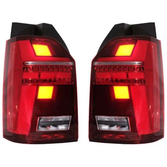 Πισινά Φανάρια Set Για Vw T6 15-20 Full Led Bar Κόκκινο/Crystal Carner Με Dynamic Φλας