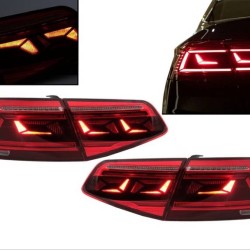 Πισινά Φανάρια Set Για VW Passat B8 3G (2015-2019) Limousine Sequential Dynamic Φλας B8.5 Design Red/Crystal