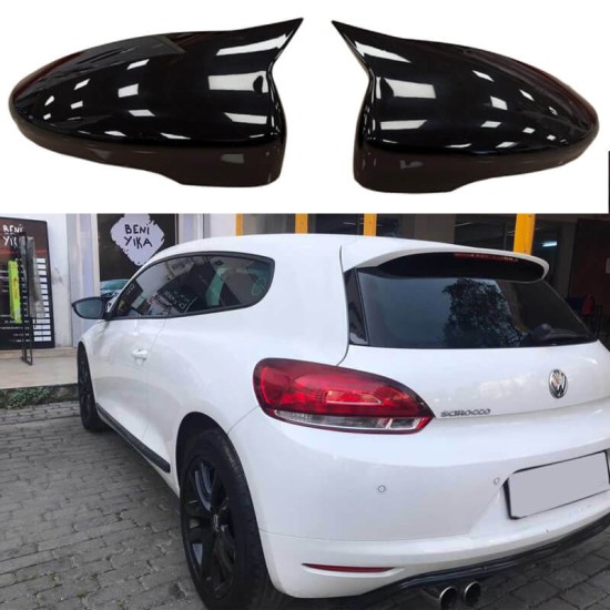 Καπάκια Καθρεφτών Για VW Scirocco 08-17, Eos 06-15, Passat CC 08-12, Jetta 10-18 Γυαλιστερό Μαύρο 2 Τεμάχια