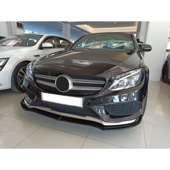 Μπροστινό Spoiler Για Mercedes-Benz  C-Class C205 / W205 14-19 Amg Line Μαύρο Γυαλιστερό 3 Τεμάχια