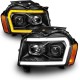 Μπροστινά Φανάρια Set Για Jeep Grand Cherokee 05-08 WK DRL Led Tube Μαύρα H7/H1 Manual