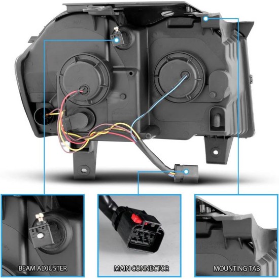 Μπροστινά Φανάρια Set Για Jeep Grand Cherokee 05-08 WK DRL Led Tube Μαύρα H7/H1 Manual