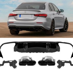 Diffuser Πίσω Προφυλακτήρα Για Mercedes-Benz E-Class W213 19+ Facelift Amg Look Για Amg Line Προφυλακτήρες Σετ Με Μπούκες Total Black Από Abs Πλαστικό Diffuser Πίσω Προφυλακτήρα Για Mercedes-Benz E-Class W213 19+ Facelift Amg Look Για Amg Line Προφυλακτήρες Σετ Με Μπούκες Total Black Από Abs Πλαστικό