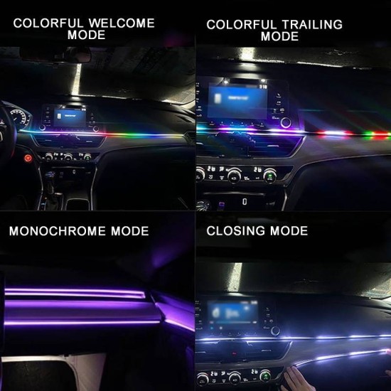 Ambient Light Διακοσμητικός Φωτισμός Οπτική Ίνα Αυτοκινήτου Dynamic Με Bluetooth & Τηλεχειριστήριο 1 Τεμάχιο 120cm Με σύνδεση Usb