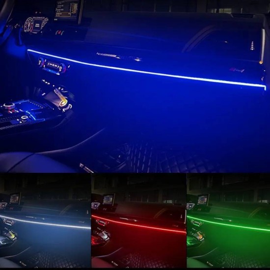 Ambient Light Διακοσμητικός Φωτισμός Οπτική Ίνα Αυτοκινήτου Dynamic Με Bluetooth & Τηλεχειριστήριο 1 Τεμάχιο 120cm Με σύνδεση Usb