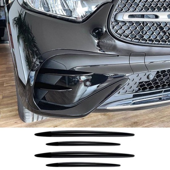 Τριμ Προφυλακτήρα Εμπρός Χρωμίου Για Mercedes-Benz GLC-Class X254/C254 22+ Amg Line Glossy Black / Night Package Set 4 Τεμαχίων