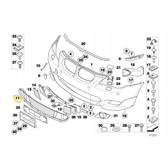 Κεντρική Σίτα Προφυλακτήρα Για Bmw 5 E60 03-10 M-Tech 1 Τεμάχιο
