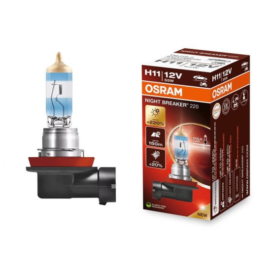 Λάμπα Αλογόνου H11 12V 55w Night Braker +220% Osram 64211NB220 1 Τεμάχιο Λάμπα Αλογόνου H11 12V 55w Night Braker +220% Osram 64211NB220 1 Τεμάχιο