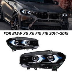 Μπροστινά Φανάρια Set Για Bmw X5 F15 (2013-2018) / X6 F16 (2014-2019) Conversion to G05 / G06 Look Μαύρα Carner