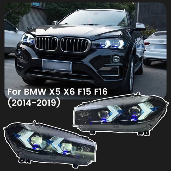 Μπροστινά Φανάρια Set Για Bmw X5 F15 (2013-2018) / X6 F16 (2014-2019) Conversion to G05 / G06 Look Μαύρα Carner