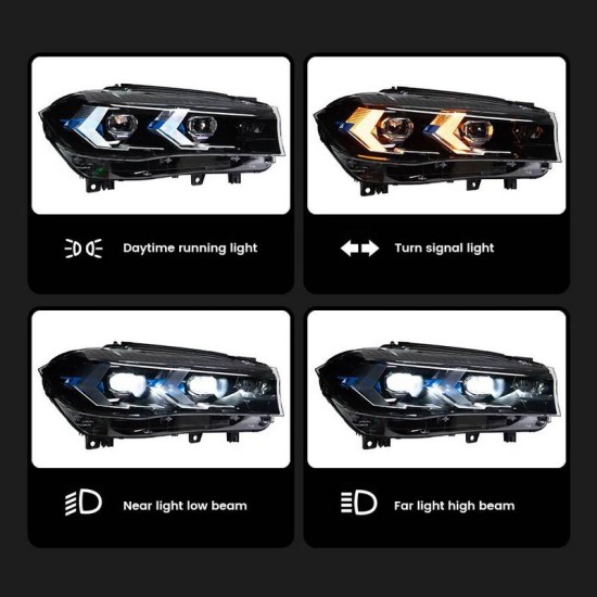 Μπροστινά Φανάρια Set Για Bmw X5 F15 (2013-2018) / X6 F16 (2014-2019) Conversion to G05 / G06 Look Μαύρα Carner