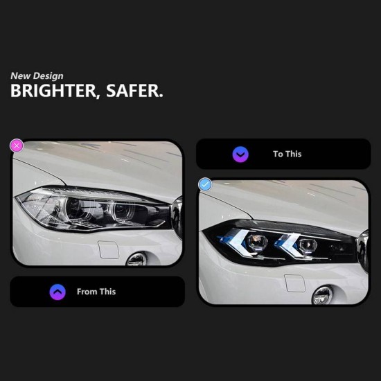 Μπροστινά Φανάρια Set Για Bmw X5 F15 (2013-2018) / X6 F16 (2014-2019) Conversion to G05 / G06 Look Μαύρα Carner