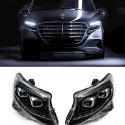 Μπροστινά Φανάρια Set Για Mercedes-Benz Vito W447 14-24 W448 2025 Look DRL Led Tube Μαύρα Carner