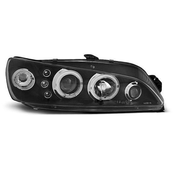 Μπροστινά Φανάρια Set Για Peugeot 306 97-01 Angel Eyes Μαύρα H1/H1 JunYan
