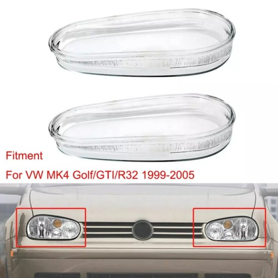 Κρύσταλλα Φαναριών Για Vw Golf IV (4) 98-04  Ζευγάρι Πλαστικά 2 Τεμάχια