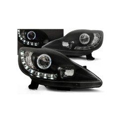 Μπροστινά Φανάρια Set Για Peugeot 107 05-11 Angel Eyes Μαύρα H3/H1 Manual JunYan