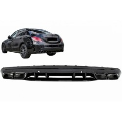Diffuser Πίσω Προφυλακτήρα Για Mercedes-Benz C-Class W205 14-20 Sedan Amg 63 Look Με Μαύρες Μπούκες