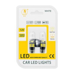 Λάμπες Led T10 12volt 15 Led Λευκό Φως 2 Τεμάχια